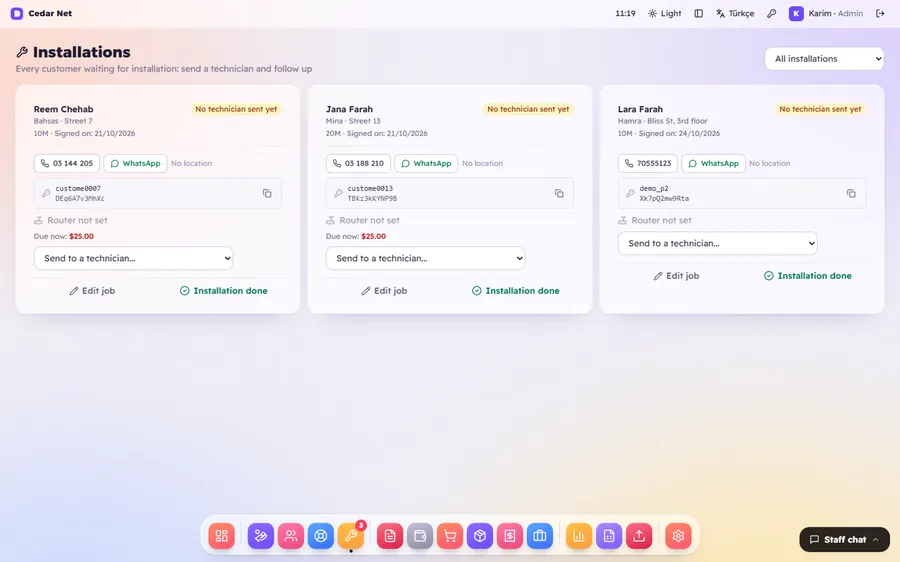 Install and support